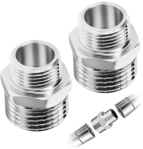VZU 2 conectores de manguera de ducha macho a hembra, conector roscado BSP macho de 1/2 pulgada x 3/8 pulgadas BSP macho, conector de ducha reductor, adaptador de ducha de tubería de agua