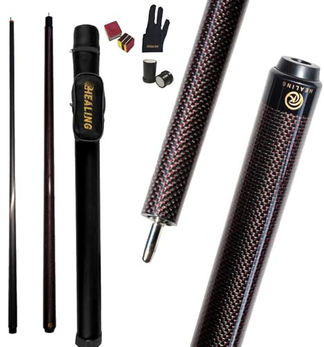 HEALING Taco de billar de fibra de carbono de 58 pulgadas, estructura de 1/2, conector de 3 dientes, taco de juego de punta de 12.4 mm, 19-20 onzas, adecuado para jugadores profesionales de billar