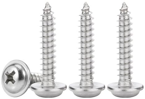 Drenky M4x20mm Flange Self Tapping Screws M4 Small 304 Stainless Steel Screw 50 Pcs Multi-Purpose Phillips Pan Head With Washer for Wood, DIY & Construction Hardware