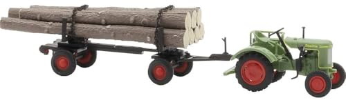 Busch 54152 H0 Landwirtschafts Modell Fendt F 15 Dieselross mit Holzanhänger