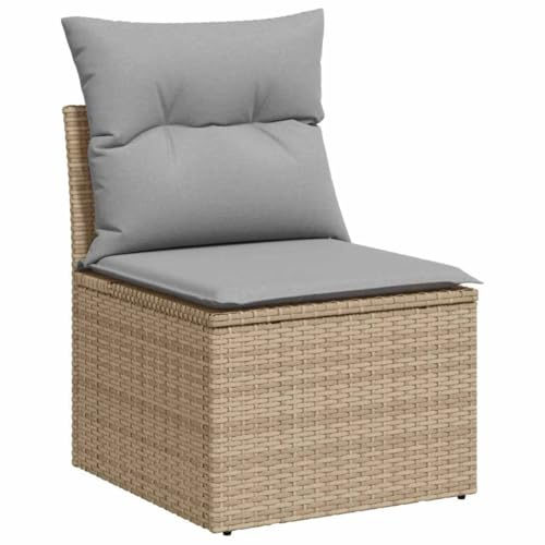 vidaXL Garten-Sofa-Set 12 pcs Beige und Hellgrau 90 x 55 x 71 cm, Garten und Terrasse, Stilvolles Rattansofa, Verstellbare Füße, Modulares Loungeset für entspannte Treffen