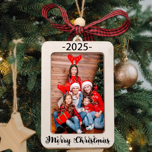 Christmas Ornaments Merry Christmas Picture Frame Ornament 2025 Vintage Family Xmas Ornaments Personalized Photo Frame Gifts for Family Friends Xmas Tree Hanging Ornament Decorations