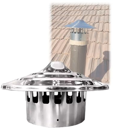 All-Weather Stainless Steel Roof Vent Cap, Outdoor Chimney Flue Protector with Screen, Flue Liner Rain Guard(150mm/5.9in)