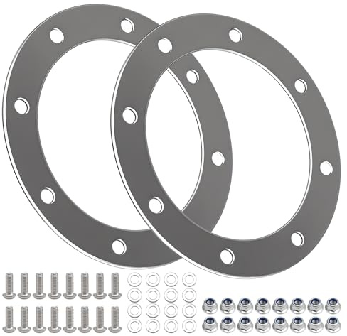 FUSCH 2 PCS Stainless Steel Side Exit Exhaust Bezels, Mirror Polishing 3.5 ID with 16 Sets of Bolts and Nuts