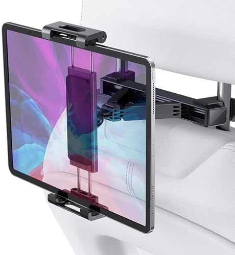 Vyranut Supporto per Tablet Auto Poggiatesta, Rotazione 360° con Braccio Estensibile e Blocco Sicuro Facile da Installare – Porta Tablet Universale per iPad, Samsung, 4.7–12.9 Pollici