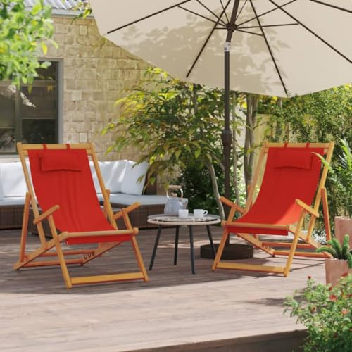 KTHLBRH Klappbarer Liegestuhl aus Eukalyptusholz und Polyester für Strand, Camping und Garten, 3 verstellbare Positionen, wetterfest, robuste Struktur, Kapazität