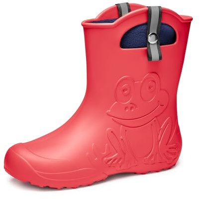 Ladeheid EVA Gummistiefel Damen warm gefüttert durch herausnehmbaren Innenschuh leichte wasserdichte Regenstiefel Griffe zum Anziehen rutschfeste Sohle LA-CA-23