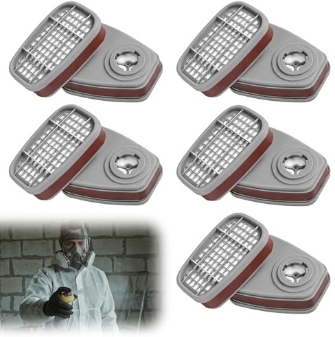 10 Stück Filter für Atemschutzmaske, 6001 für Lackiermaske Filter, Organic Vapor Patronen Chemischer Farbfilter Gegen Staub, Gas, Organische Dämpfe, mit 6100/6200/7501/7502/6502/6800