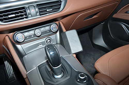 KUDA Handyhalterung passend für Alfa Romeo Stelvio ab 01/2017 - Telefonkonsole für Smartphones, Handys, Navi und mehr – Kunstlederkonsole, schwarz, 2945
