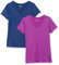Amazon Essentials T-shirt Stretch et Quick Dry, Col en V et Manches Courtes (Disponible en Grande Taille) Femme, Lot de 2, Bleu Marine/Violet Orchidée, XL