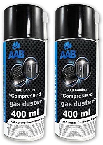 AAB Reinigungsspray 2 x 400ml, Druckluftreiniger, Reinigung von Multimedia- und Bürogeräte, Tastatur, PC, Keyboard, Spielekonsolen, Computergehäuse, Air Duster, Luft-druck, Reiniger, Pressluft
