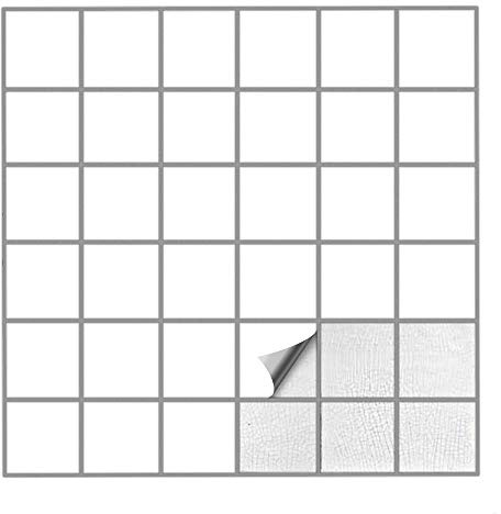 Kiwistar Fliesenaufkleber Weiss 10 Seidenmatt - 10 x 10 cm - 25 Stück - Klebefliesen Fliesenmuster Stickerfliesen Wandfliesen überkleben