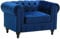 Klassischer Sessel im englischen Stil Samtstoff Marineblau Chesterfield