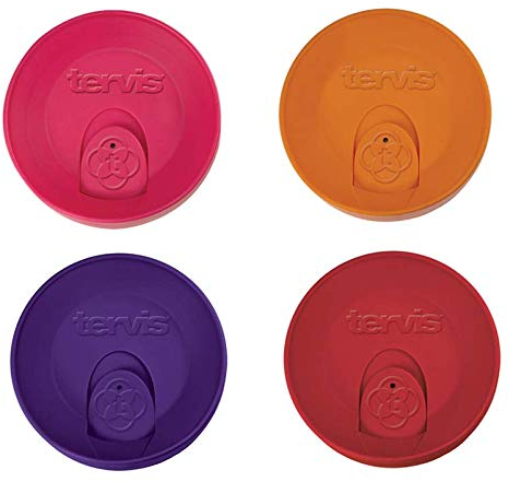 Tervis Travel Lid for 24 oz Tumbler and Mug, Royal Purple, Orange, Red & Fuchsia 4-Piece Set