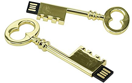 16GB Llave de Metal Forma USB 2.0 Flash Drive Pen Drive Memory Stick USB Stick USB Flash Disk USB Thumb Drive Disco USB Stick U Disco pendrive (Oro)