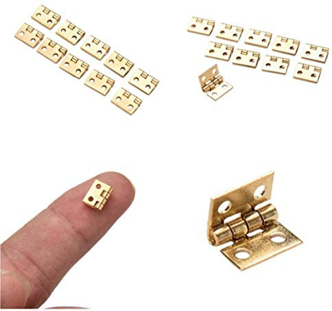 XGAGHB Mini Cabinet Hinges 10 x 8mm, Classic Style, Metal Material, Metallic Finish, Golden Color, 10 Pcs