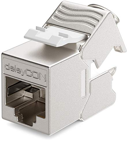 deleyCON 1x Mini Keystone CAT 6a Jack Module Version Courte 30 mm (3cm) 10 Gbit/s Blindé STP Prise RJ45 Compatible CAT7 CAT6 CAT6a Câble Réseau Boîte Panneau de Brassage