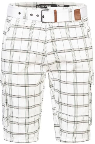 Indicode Herren Monroe Cargo Cargo-Shorts inkl. Gürtel | Bermuda Männer Sommerhose aus Baumwolle Optical Check, XL