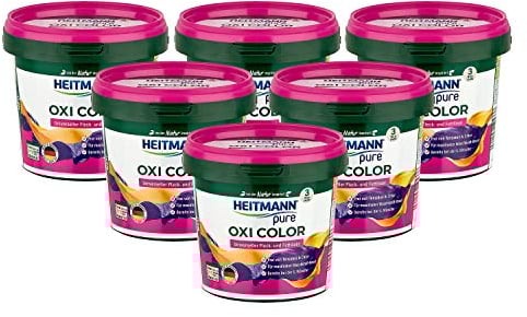 HEITMANN pure Oxi Color: Extra starker Fleckenlöser für Buntwäsche - Fleckenentferner ohne Chlor und Tensiden - 500g, 6er Pack