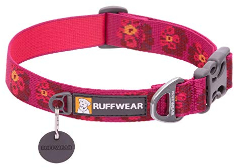 RUFFWEAR Flat Out Collar, Klassisches Hundehalsband für Große bis Sehr Große Hunderassen, Einstellbare Passform, Größe L (51-66 cm), Alpenglow Burst