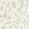 Papier peint vintage blanc & vert motif végétal | Tapisserie fleurie minimaliste idéale cuisine | Papier peint floral vert & beige style rétro