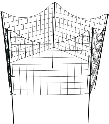 Garmix Teichzaun-Set 11-teilig 71x53cm/71x71cm/71x79cm 6x6cm Schwarz oder Grün … (Unterbogen 71x53cm, Schwarz)