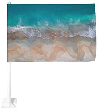 Innendekoration im Freien Flaggen für Auto Autoflagge 2 Stück Flaggen mit Meereswellenmuster Klein 45x30cm 1 Paar Auto Fenster Fahne Flagge Autofenster Banner Flagge Gartendeko Outdoor Fahne Banner