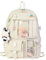 HORHEAR Rucksack Kawaii mit niedlichen Pin Zubehör, Kawaii Plüsch Spielzeug Tier Pin und Cartoon Karte, Kawaii Backpack, Schulrucksack(Style2-Weiß)