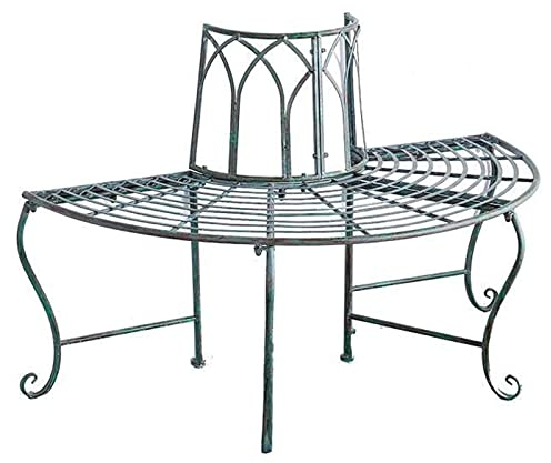 Parkbank Wetterfest Gusseisen Grün Gartenbank Metall, Sitzbank mit Rückenlehne, Eisenbank für 2-3 Sitzer, Ruhebank Retro-Stil, Gartenmöbel Gusseisen für Balkon