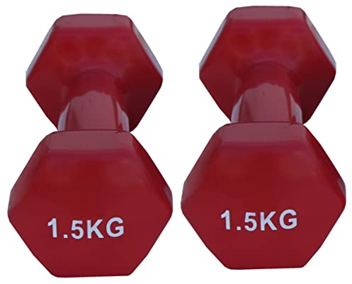 Lisaro 2er Set Vinyl Hanteln, Kurzhanteln mit Oberfläche aus Vinyl, ideal für Aerobic Gymnastik Pilates. Gewicht-1,5kg Lieferung pro Paar.