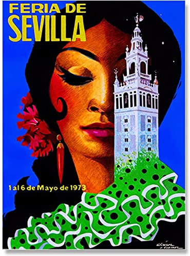 AIVYNA Feria De Sevilla Poster Vintage Illustration Leinwand Wand Bilder Abstrakte Bild Feria De Sevilla Kunstdrucke FüR Wohnkultur Bild Rahmenlos 40×50cm