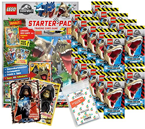 Bundle mit Lego Jurassic World Trading Cards - Serie 2-1 Starter + 20 Booster + Exklusive Collect-it Hüllen