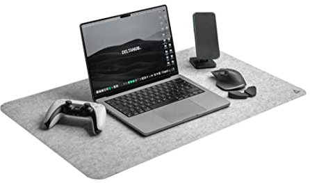DELTAHUB - Filz Schreibtisch Schutzunterlage, Anti-Fransen & Anti-Rutsch, Schreibtischunterlage aus Filz, Langlebig, Schlankes Design, ideal für PC, Mac, Laptop (Hellgrau - (45x80cm), L)