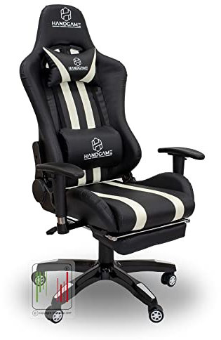 Stil Sedie - Sedia poltrona da gaming con poggiapiede professionale OMEGA braccioli 2D regolabile in altezza schienale reclinabile a 180° (bianco)