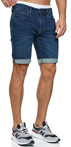 Indicode Herren INDanny Jeans Shorts mit 4 Taschen | Herrenshorts Used Look für Männer Work Blue, XXL