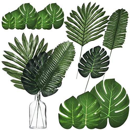 30stücke Teiliges Künstliche Palmblätter Monstera Für Hawaii Party Dekorationen Strand Deko Und Diy Arrangements Vivid Und Realistisch