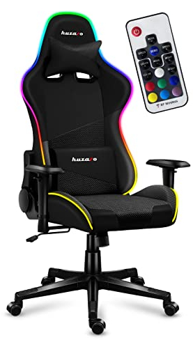 huzaro Force 6.2 RVB | Eclairage LED | Chaise Gamer | Tissu HD | Jusqu'à 130 kg | Réglable en Hauteur | Ergonomique | PC Gaming | Siege Bureau | Noir