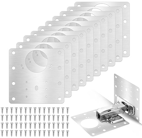 10 Piezas Placa de Reparación de Bisagras, Artefacto de Reparación de Bisagras, Placas de Soportes de Reparación, con 60 Tornillos, para Madera, Muebles, Estantes, Gabinete (9x9cm)