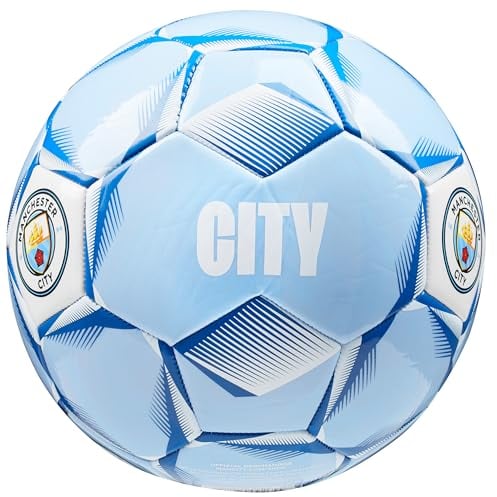 Manchester City FC Ball, Offiziell Lizenzierter Club Soccer Ball, Fussball Größe 3, 4 oder 5 - Geschenke für Fans (Hellblau, Größe 4)