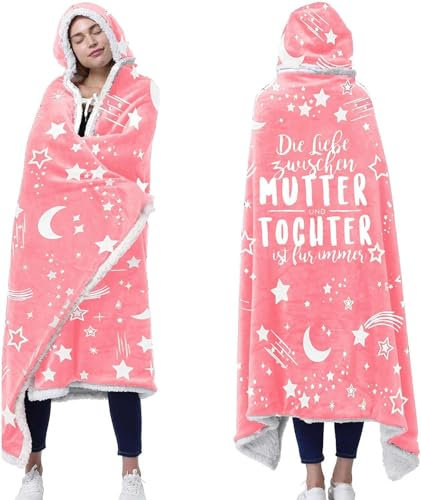 AOKILE Geschenk für Tochter,Sterne Hoodie Decke mit Ärmeln und Kapuze Tochter Geschenk Sherpa Flauschige Decke Mikrofaser Fleece Soft Geschenke für Tochter Mutter Oma TV-Decke