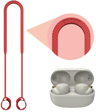 THLMT Earphone Lanyard Compatible for Sony WF-1000XM4, Silicone Wireless Earphones Neck Rope Anti-lost Headphones Strap Headset Wire Cable Connector Earbud Neckband Cord String(Lanyard Only) (red)