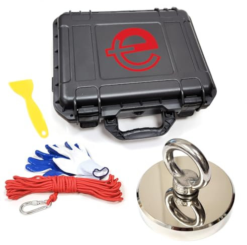EMPOTEC Magnete, E600, 600 kg, Metallfischerei, Metalldetektor, Magnet, Seil, Handschuhe, Spachtel