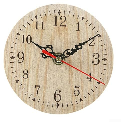 HpLive Kleine Wanduhr, 12 cm, Retro-Vintage-Stil, Holz, runde Uhr, leise Ziffern, Quarzuhr für Zuhause, Büro, Schlafzimmer, Schreibtisch, Wand