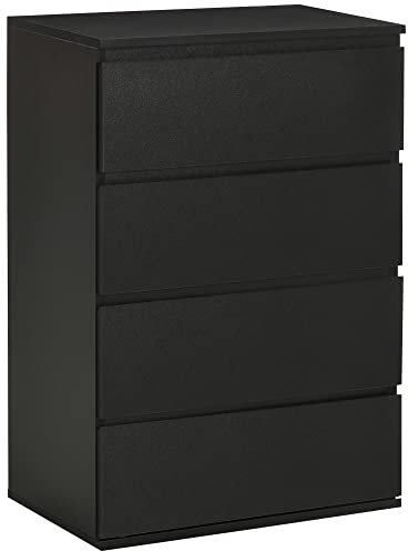 HOMCOM Chest of Drawers, 4 Drawers Storage Cabinet Floor Tower Cupboard for Bedroom Living Room, Black