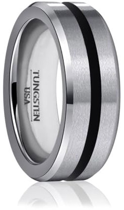 Soul-Cats Hochwertiger Ring aus Wolframcarbid für Herren und Damen Bicolor Verlobungsring Freundschaftsring Partnerring einer Geschenkbox, Farbe: silber-schwarz, Ringgröße: 59