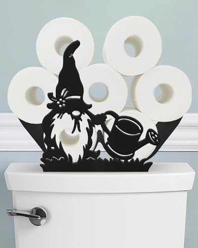 Wigag Garden Gnome Toilet Paper Holder Stand for Extra 8 Rolls, Funny Decorative Free Standing Toilet Paper Storage, Farmhouse Bathroom Animal Decor Accessories Storage Cabinet
