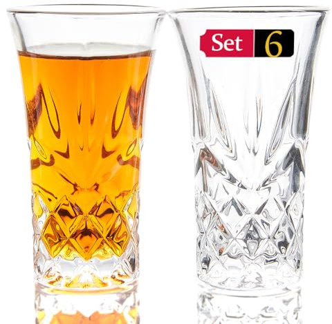 Srgeilzati Schnapsgläser - Set aus Kristall Shotgläser 6cl | Tequila Gläser Vintage Desig (Stück 6)