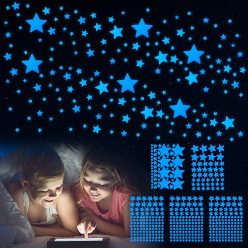 Giantree 469 Stück Leuchtsterne Wandsticker Kinderzimmer, Sternenhimmel Leuchtsticker DIY Leucht Sterne Wandtattoo Sterne Leuchtend Fluoreszierende Aufkleber Leuchtende Sterne für Decke und Wand