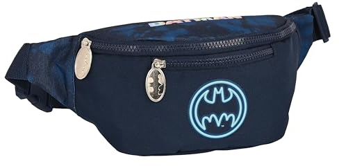 Safta Batman Legendary Bauchtasche mit Außentasche, ideal für Jugendliche und Kinder unterschiedlichen Alters, bequem und vielseitig, Qualität und Widerstandsfähigkeit, 23 x 9 x 12 cm, Marineblau,