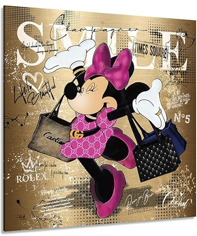 Kunstgestalten24 Leinwandbild Minnie Maus Smile Pop Art Bild Comic Wandbild Kunstdruck Wanddeko